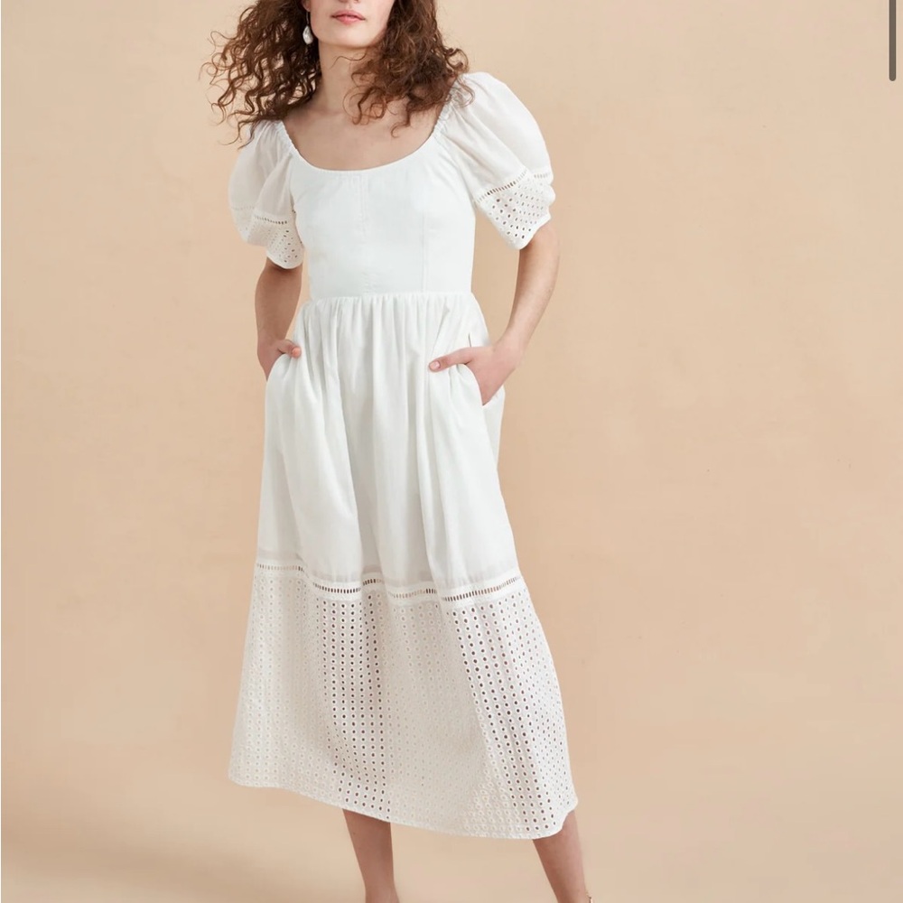 Elegant White Eyelet Dress